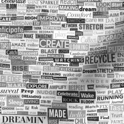 Ransom Note (Black and White Verbs) || cut paper word collage
