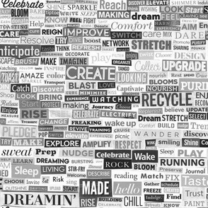 Ransom Note (Black and White Verbs) || cut paper word collage