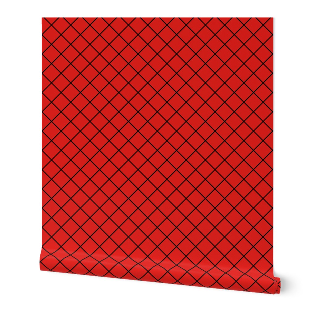 Diamonds - 2 inch - Black Outlines on Red (#E0201B)