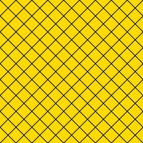 Fishnet Diamonds - 2 inch (5.08cm) - Black Outlines (#000000) on Yellow (#FFD900)