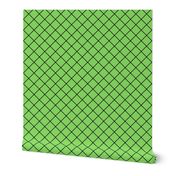 Fishnet Diamonds - 2 inch (5.08cm) - Black Outlines (#000000) on Light Green (#89DA65)