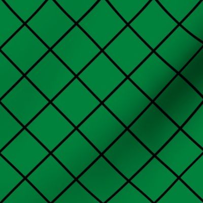 Fishnet Diamonds - 2 inch (5.08cm) - Black Outlines (#000000) on Dark Green (#00813C)