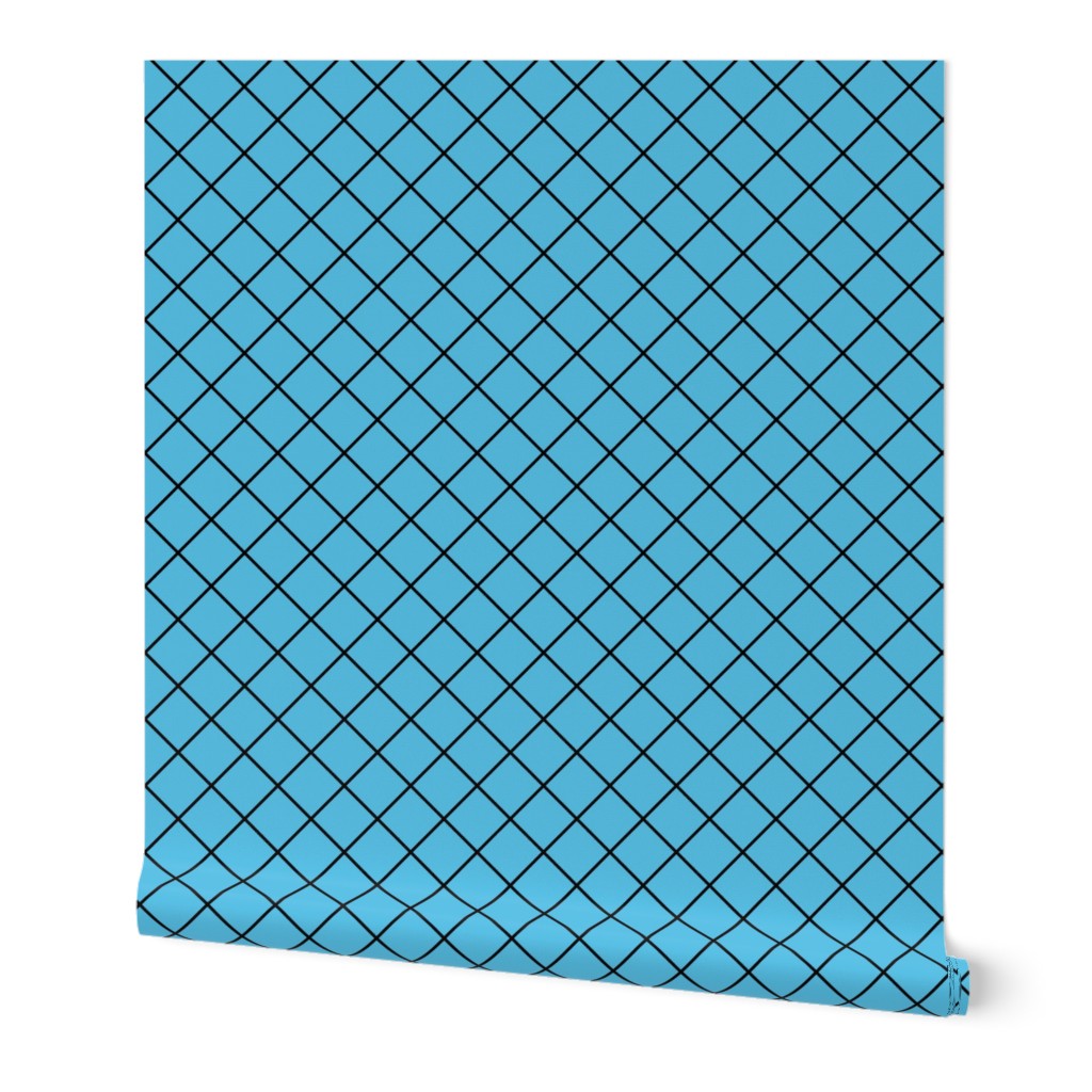 Diamonds - 2 inch - Black Outlines on Light Blue (#57BEE4)