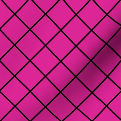  Diamonds - 2 inch - Black Outlines on Dark Pink (#DD2695)