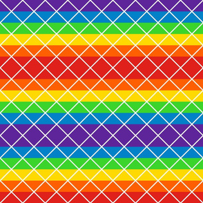 Diamonds - 2 inch - White Outlines on Rainbow Stripes