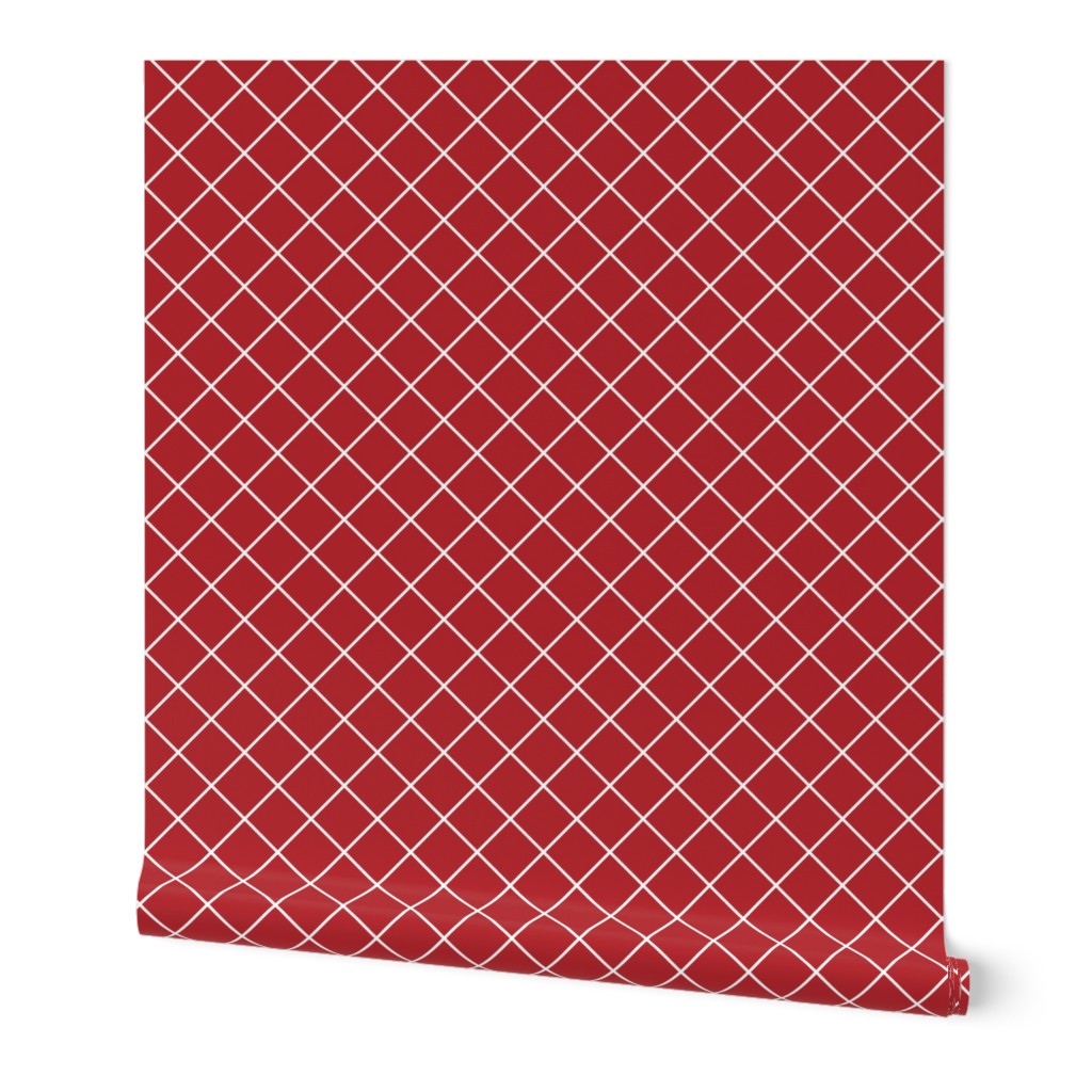 Diamonds - 2 inch - White Outlines on Dark Red (#B1252C)