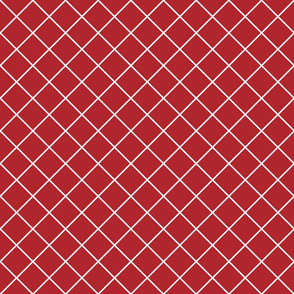 Diamonds - 2 inch - White Outlines on Dark Red (#B1252C)