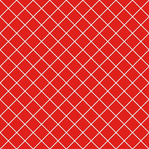 Diamonds - 2 inch - White Outlines on Red (#E0201B)