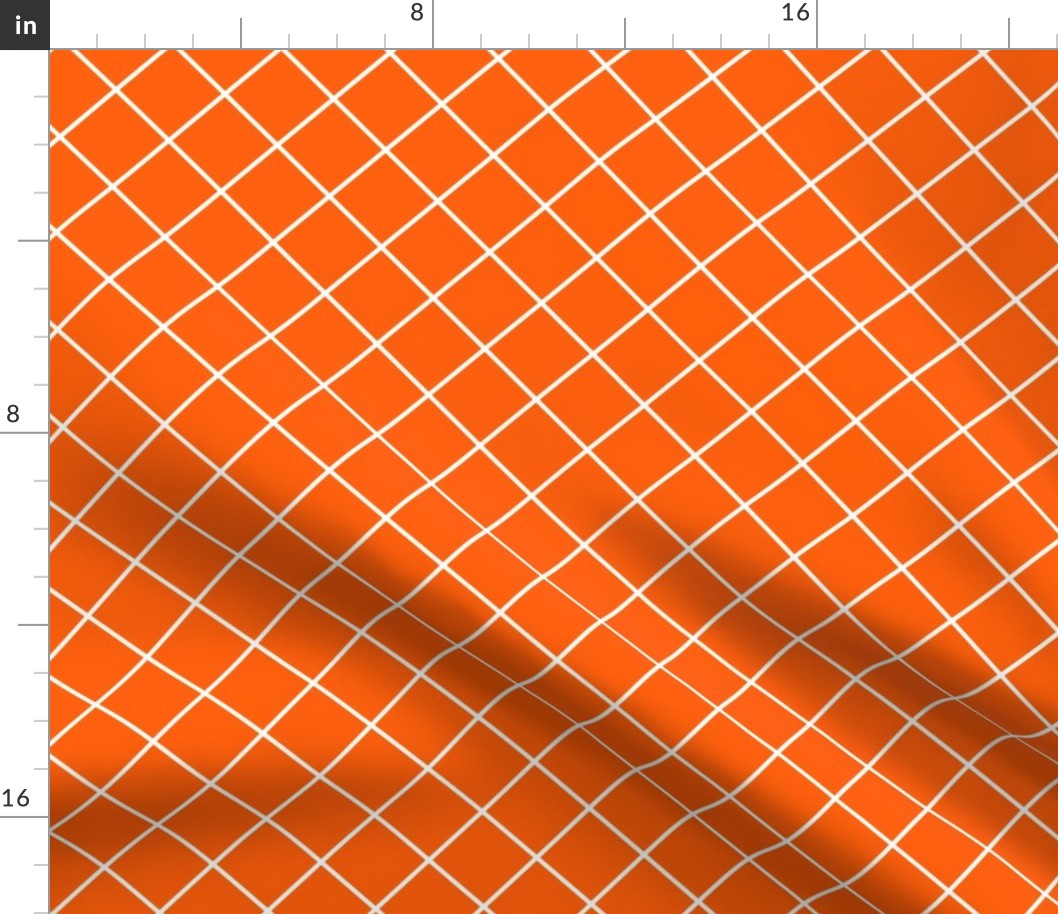 Diamonds - 2 inch - White Outlines on Orange (#FF5F00)