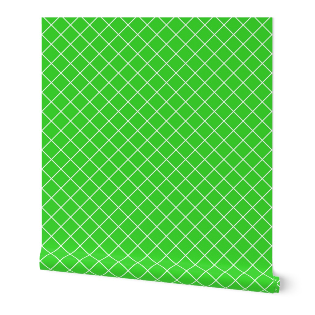 Diamonds - 2 inch - White Outlines on Light Green (#3AD42D)