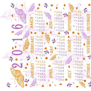 2016 Purple and Orange Butterflies Calendar