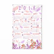 2018 calendar pink and purple butterflies
