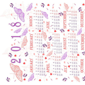 2018 calendar pink and purple butterflies