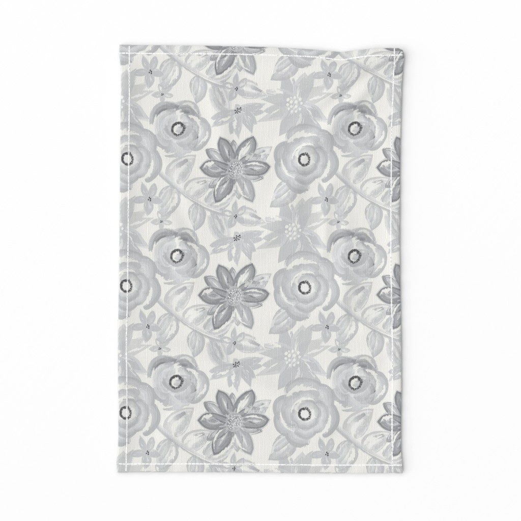 Spring Garden Watercolor Floral in Gray