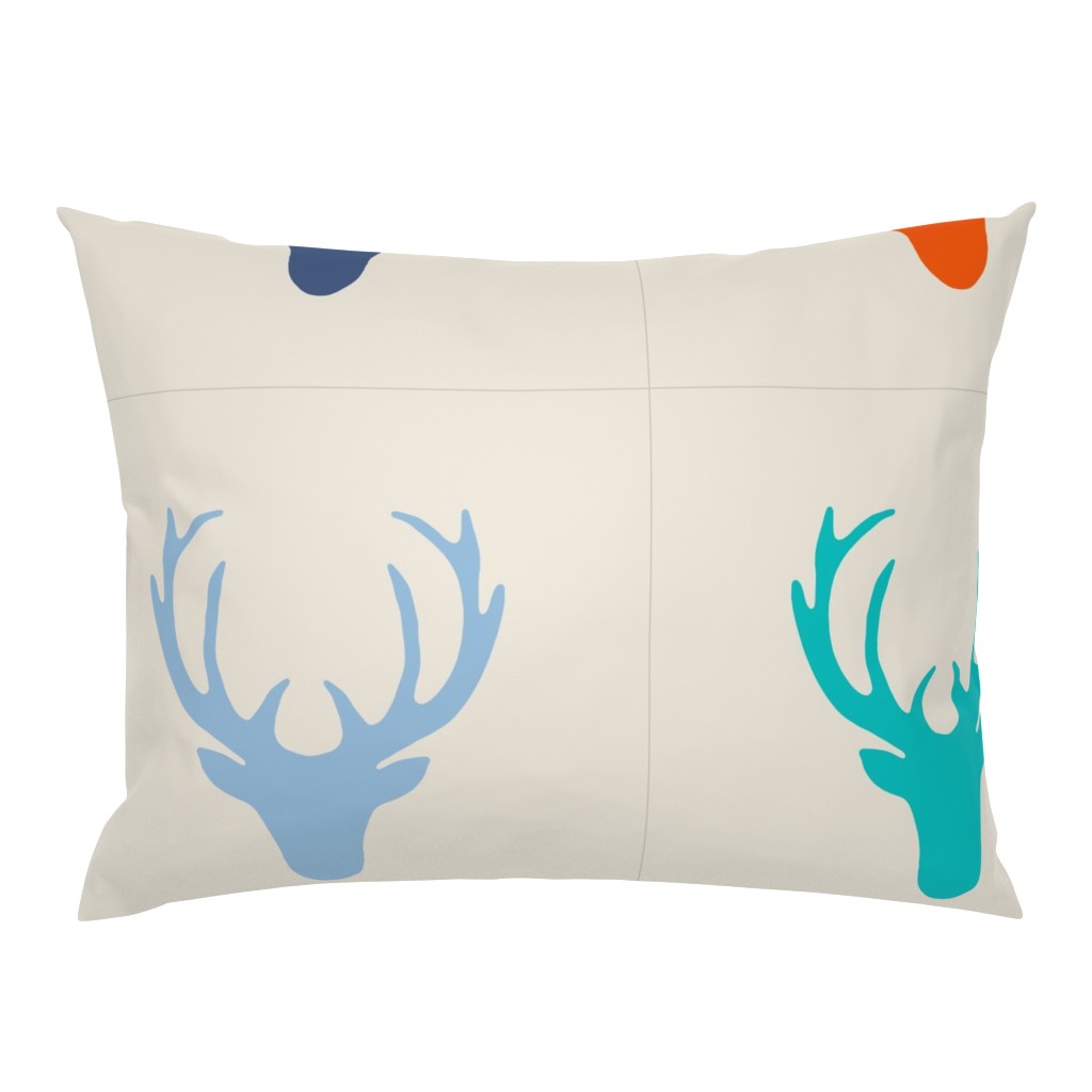 16 inch seaview simple deer heads pillow panels