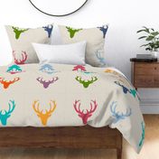 16 inch seaview simple deer heads pillow panels