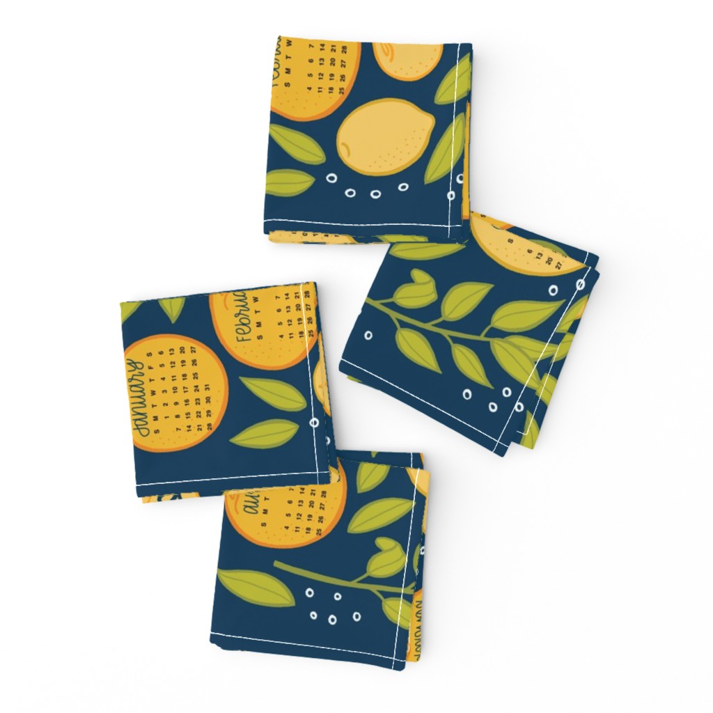 2024 Citrus Tea Towel - Navy