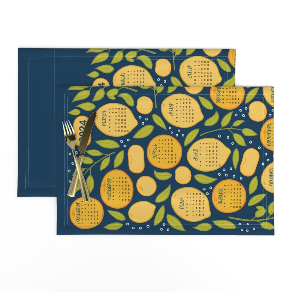 2024 Citrus Tea Towel - Navy