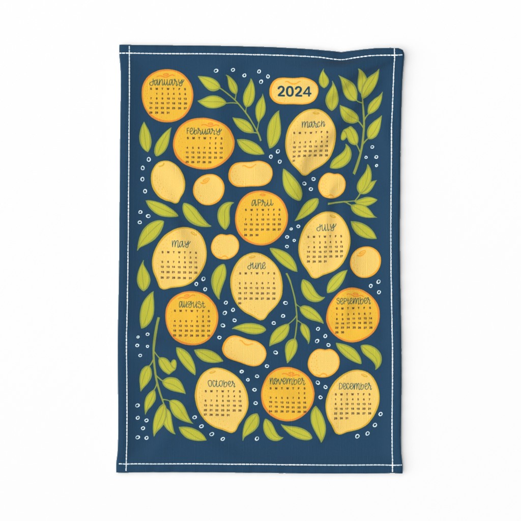 2024 Citrus Tea Towel - Navy