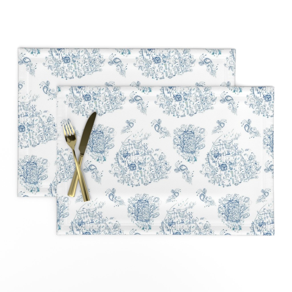 Mother Nature Wins, large scale, blue and white toile