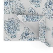 Mother Nature Wins, large scale, blue and white toile