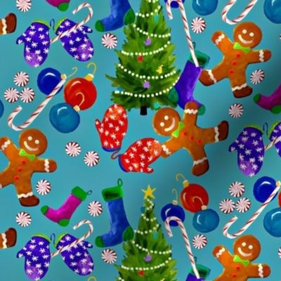 Christmas in Blue with Gingerbread Men