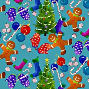 Christmas in Blue with Gingerbread Men