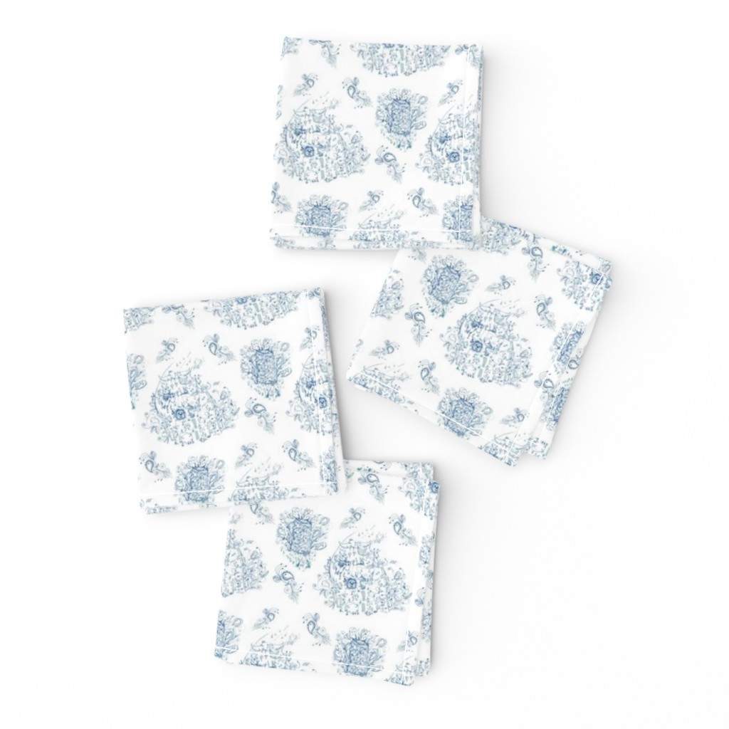 Mother Nature Wins, small scale, blue and white toile