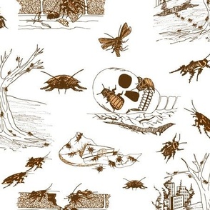 Roaches post apocalyptic toile with skulls