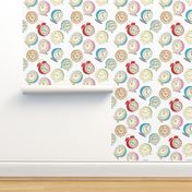 Retro Clock Fabric Design- White Background