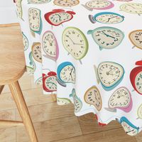 Retro Clock Fabric Design- White Background