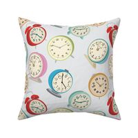 Retro Clock Fabric Design -Gray Background