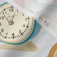 Retro Clock Fabric Design -Gray Background