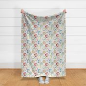 Retro Clock Fabric Design -Gray Background