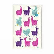 Llama tea towel calendar 2024