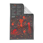 tangled red tea towel calendar 2024