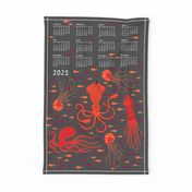 tangled red tea towel calendar 2024