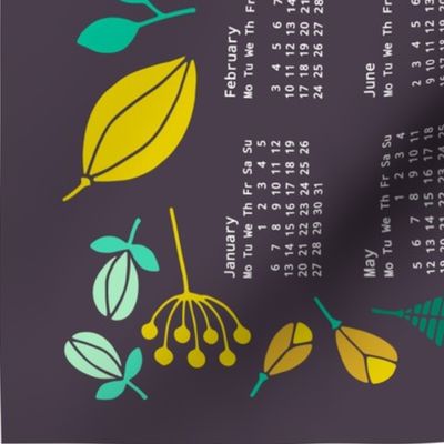 autumn or fall  tea towel calendar 2024