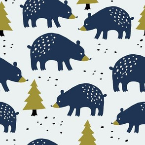 Bears in the winter forest