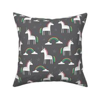 Cute Unicorn Rainbow on Dark Grey