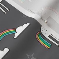 Cute Unicorn Rainbow on Dark Grey