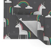 Cute Unicorn Rainbow on Dark Grey