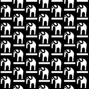 Marching Elephants White on Black