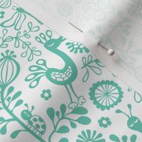 Sunny Garden with bird&snail Mint Green