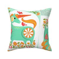 Happy Unicorn Pillow_Turquoise2