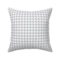 Houndstooth with Hearts Small - Gray/White/Pink