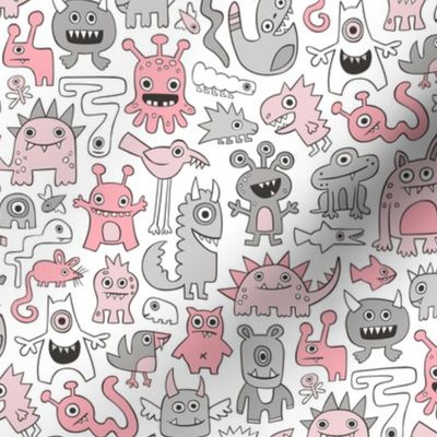 Monsters in Pink Grey