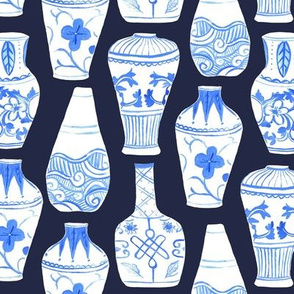Chinese Vases (dark blue)