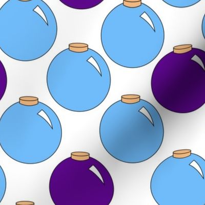 blue and purple ornaments