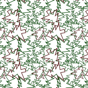 scattered tree cutouts green and red